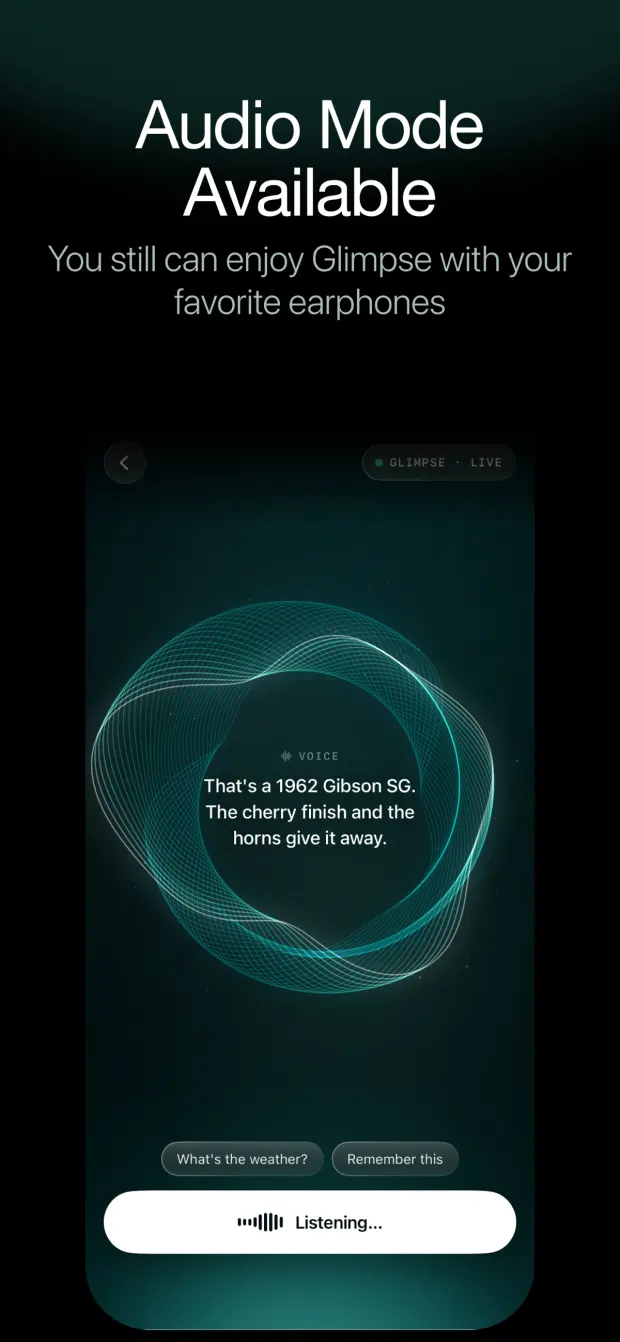 Glimpse in audio mode with the voice waveform on screen
