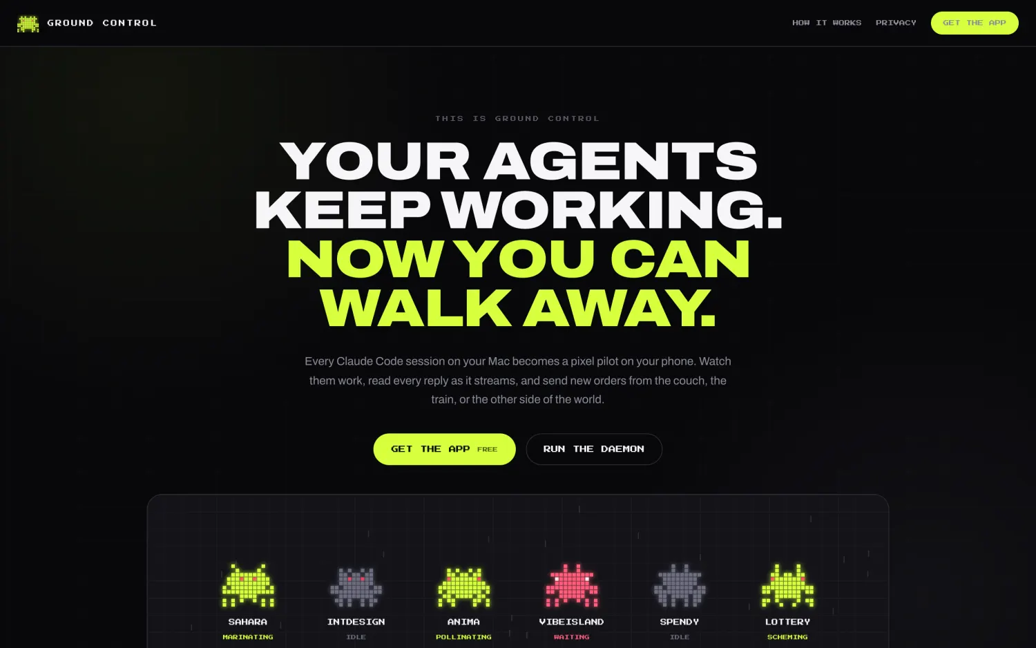 The Ground Control site: your agents keep working, now you can walk away